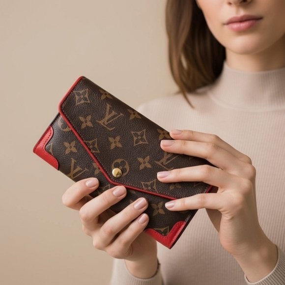 COA 💞 LOUIS VUITTON MONOGRAM CANVAS SARAH RETIRO WALLET - Picture 1 of 12